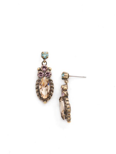 Noble Navette Drop Earring - EDN10AGRB - Subtle round crystals accent a noteworthy navette cut crystal in this versatile earring.