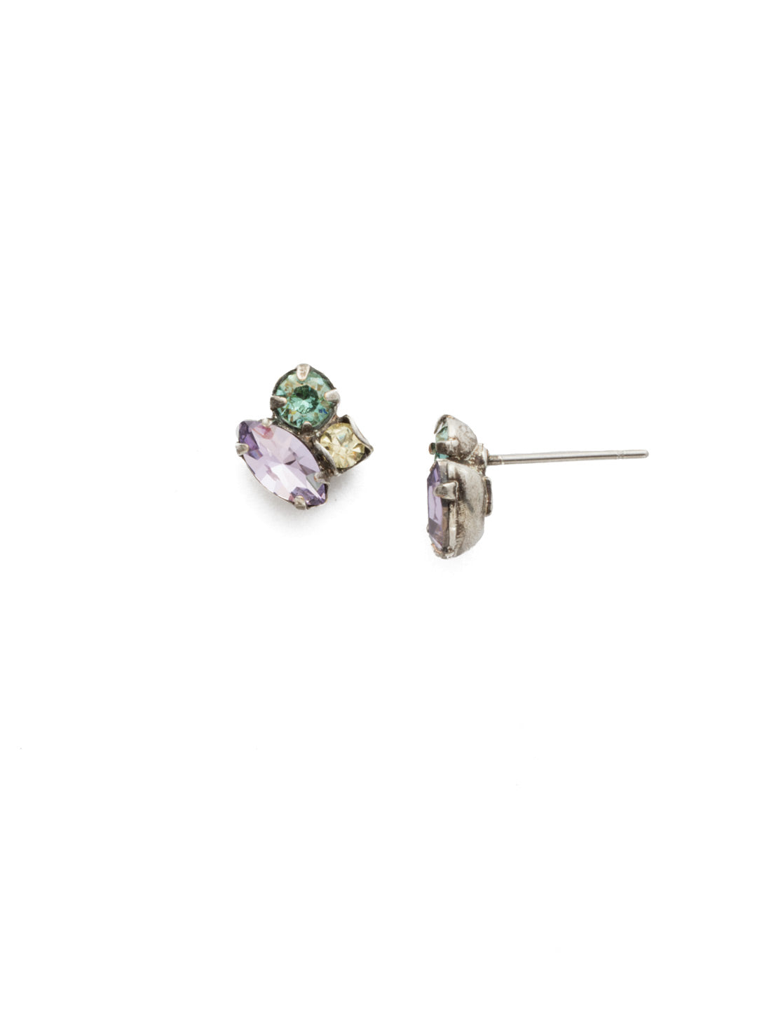 Three's Company Earring - EDP26ASLPA - <p>One marquise crystal and two round cut stones, set together in perfect harmony! From Sorrelli's Lilac Pastel collection in our Antique Silver-tone finish.</p>