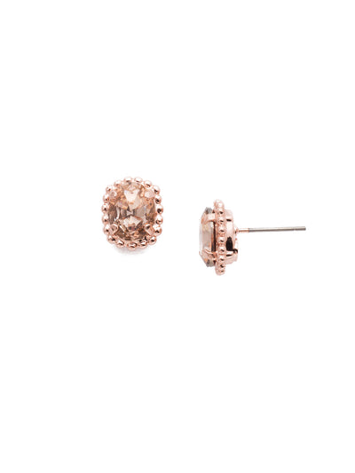 Oval-Cut Solitaire Stud Earrings - EDQ10RGLVP - These simple stud earrings feature a beautiful oval crystal surrounded by a decorative edged border. From Sorrelli's Lavender Peach collection in our Rose Gold-tone finish.