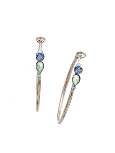 Sweet Pea Earring - EDQ44ASUM - <p>A hoop with a little flair! This medium sized hoop is embellished with just a touch of crystal and semi-precious stone to give a sweet touch of sparkle. From Sorrelli's Ultramarine collection in our Antique Silver-tone finish.</p>