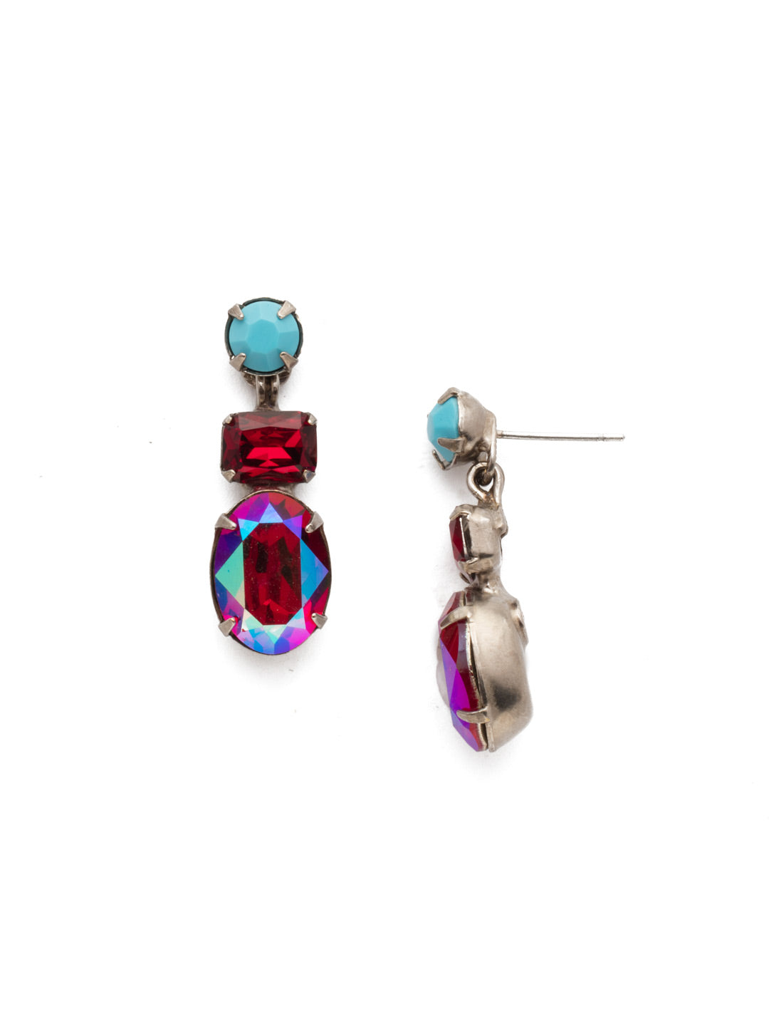 Forget-Me-Not Dangle Earring - EDQ6ASRTU - <p>A central oval stone is highlighted by emerald and round cut crystals in this classic design. From Sorrelli's Ruby Moroccan Turquoise collection in our Antique Silver-tone finish.</p>