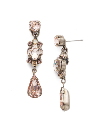 Saffron Dangle Earrings - EDS1ASSRO - This demure earring boasts round, oval, teardrop and cushion cut crystals accented by a decorative chain.