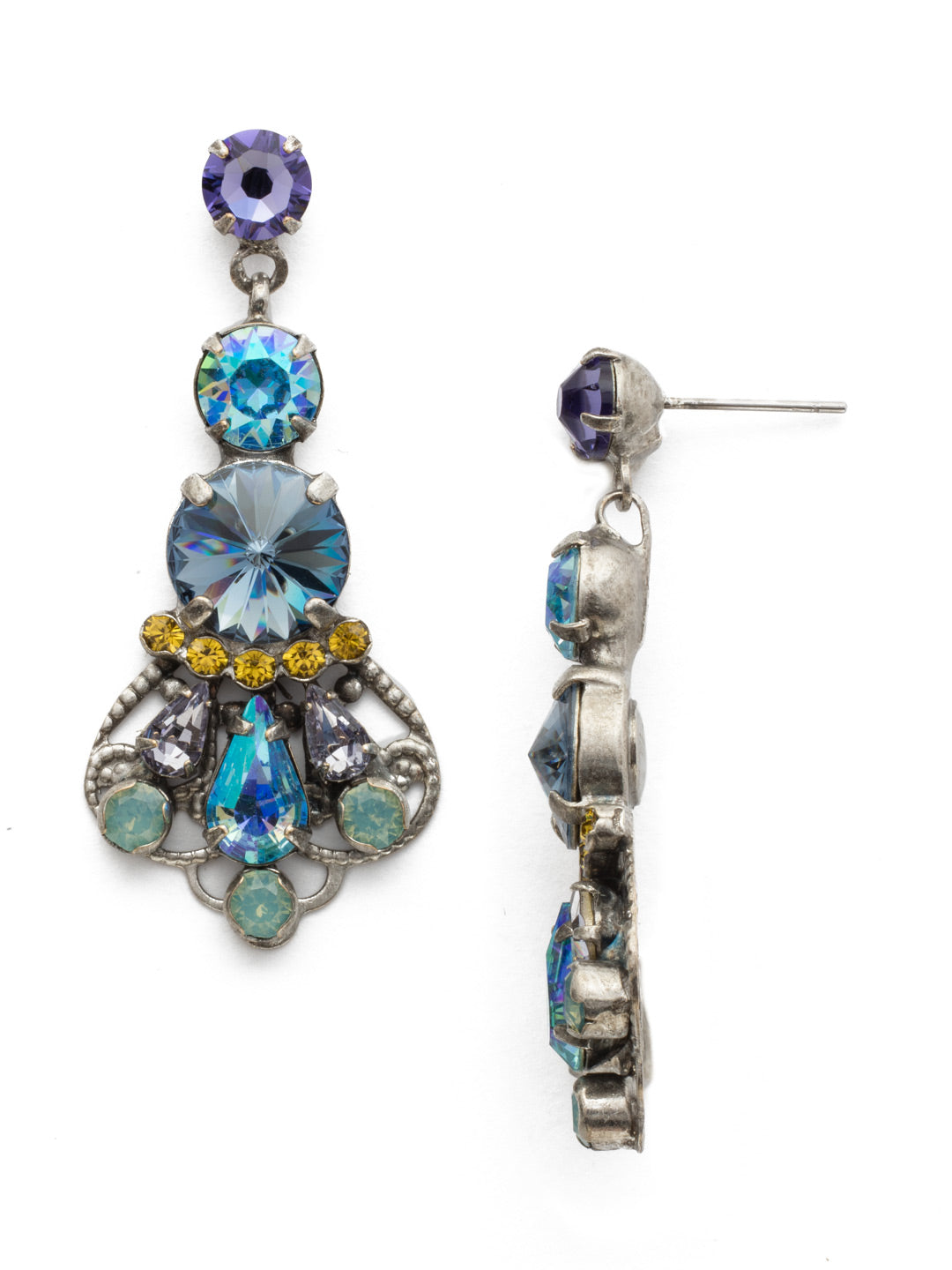 Vintage SORRELLI diabetic Rhinestone Dangle Earrings