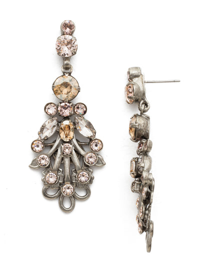 Linden Statement Earring - EDT18ASSBL - Feminine, floral metalwork is accented with a mixture of round and navette crystals.