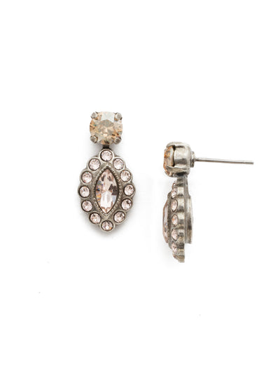 Moonflower Drop Earring - EDT21ASSBL - A crystal encrusted navette setting is linked with a dainty, round crystal in this breathtaking style.