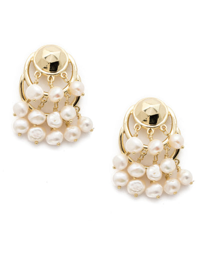 Federica Earring - EEC14BGPLP - <p>What a beautiful bunch! These statement post earrings feature a faceted metal piece that supports multiple rows of shining, round pearls. From Sorrelli's Polished Pearl collection in our Bright Gold-tone finish.</p>