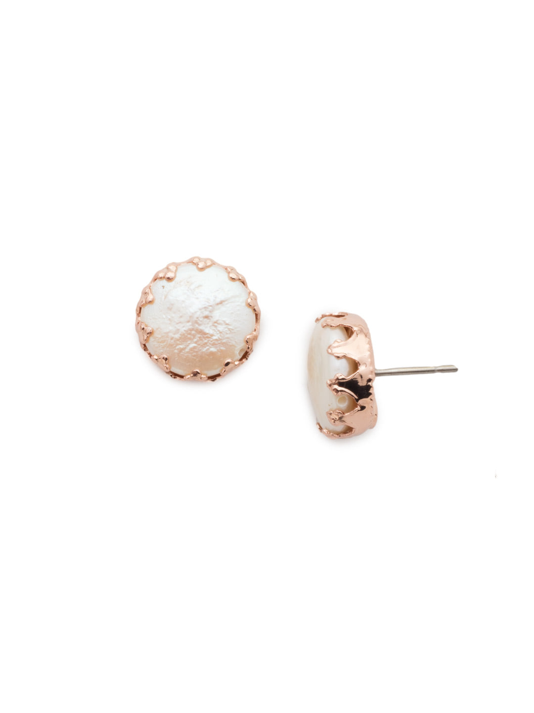 Isabella Stud Earrings - EEC15RGROG - <p>Cute as a button! These post earrings feature a circular button pearl inside a decorative metal setting. From Sorrelli's Rose Garden  collection in our Rose Gold-tone finish.</p>