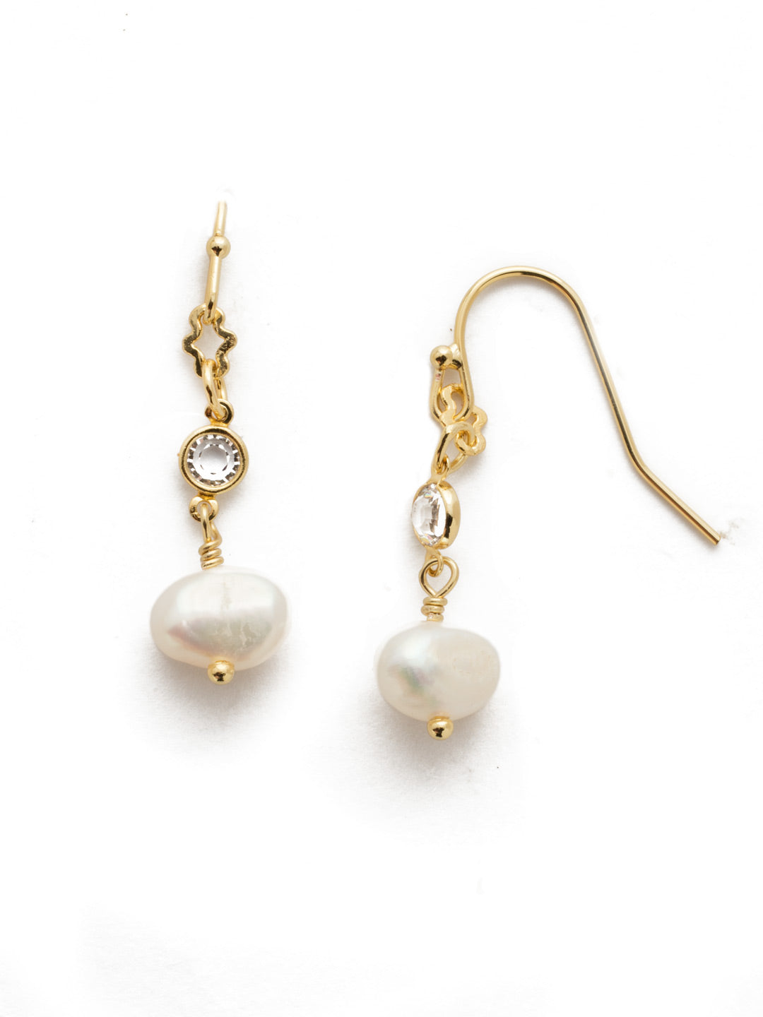 6-6.5 MM Cultured Freshwater Pearl Linear Dangle Earrings in 10k Yellow Gold  - CBG000409