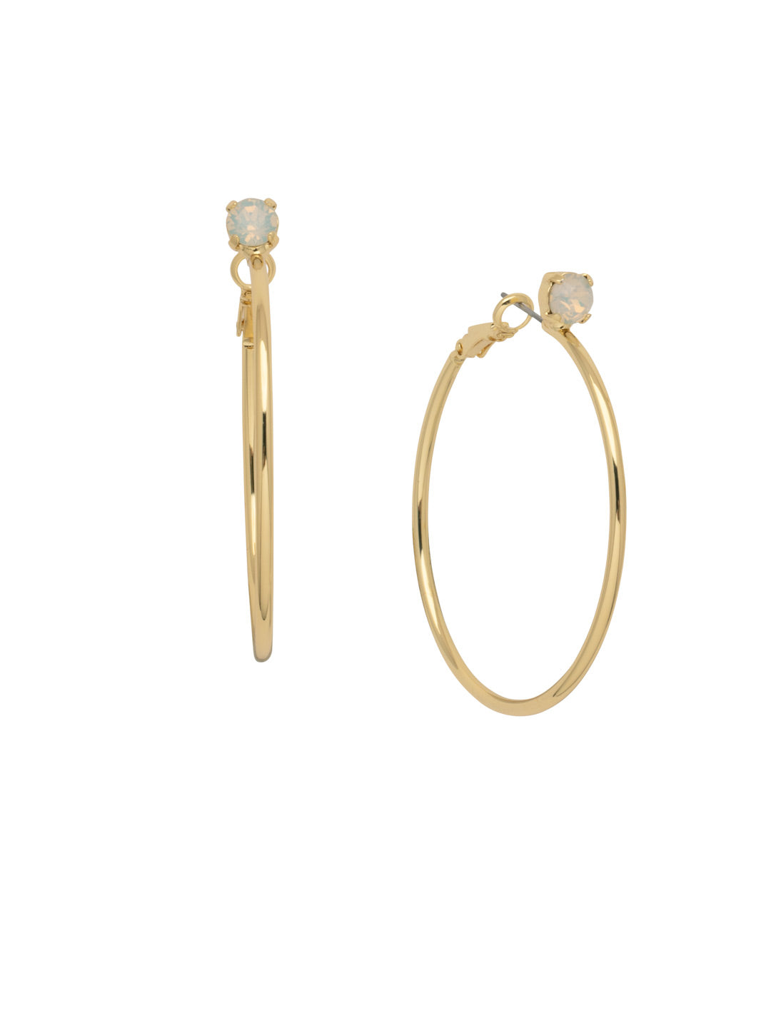 Serafina Hoop Earrings - EEP41BGWO - <p>Take the classic metal hoop up a notch with the Serafina Hoop Earring. Starting with a single crystal sparkler, it's got that extra something special. From Sorrelli's White Opal collection in our Bright Gold-tone finish.</p>