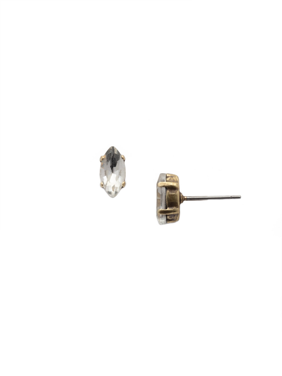 Clarissa Stud Earrings - EEP4AGCRY - <p>The Clarissa Stud Earring is for the lover of classics with a twist. Simple sparkling crystals get an oomph from the navette shape. From Sorrelli's Crystal collection in our Antique Gold-tone finish.</p>