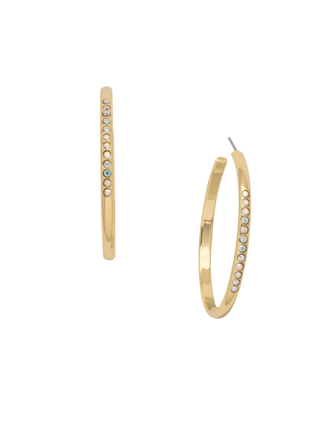 Bugsy Hoop Earrings - EEP56BGCAB - <p>Quirky and fun, that's the Bugsy Hoop Earring. Veering from the traditional metal hoop, this pair features a fun row of sparking crystals spot-on center. From Sorrelli's Crystal Aurora Borealis collection in our Bright Gold-tone finish.</p>