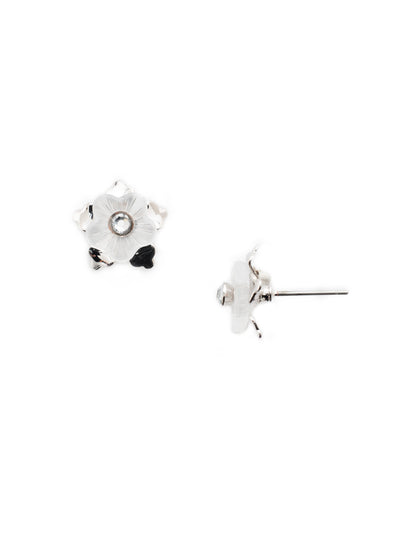 Flower Stud Earrings - EET81RHCRY - <p>The flower stud is everything you didn't know you needed. Metalwork desgined to look like a flower petal and a center round cut crystal to finish off the look. From Sorrelli's Crystal collection in our Palladium Silver-tone finish.</p>