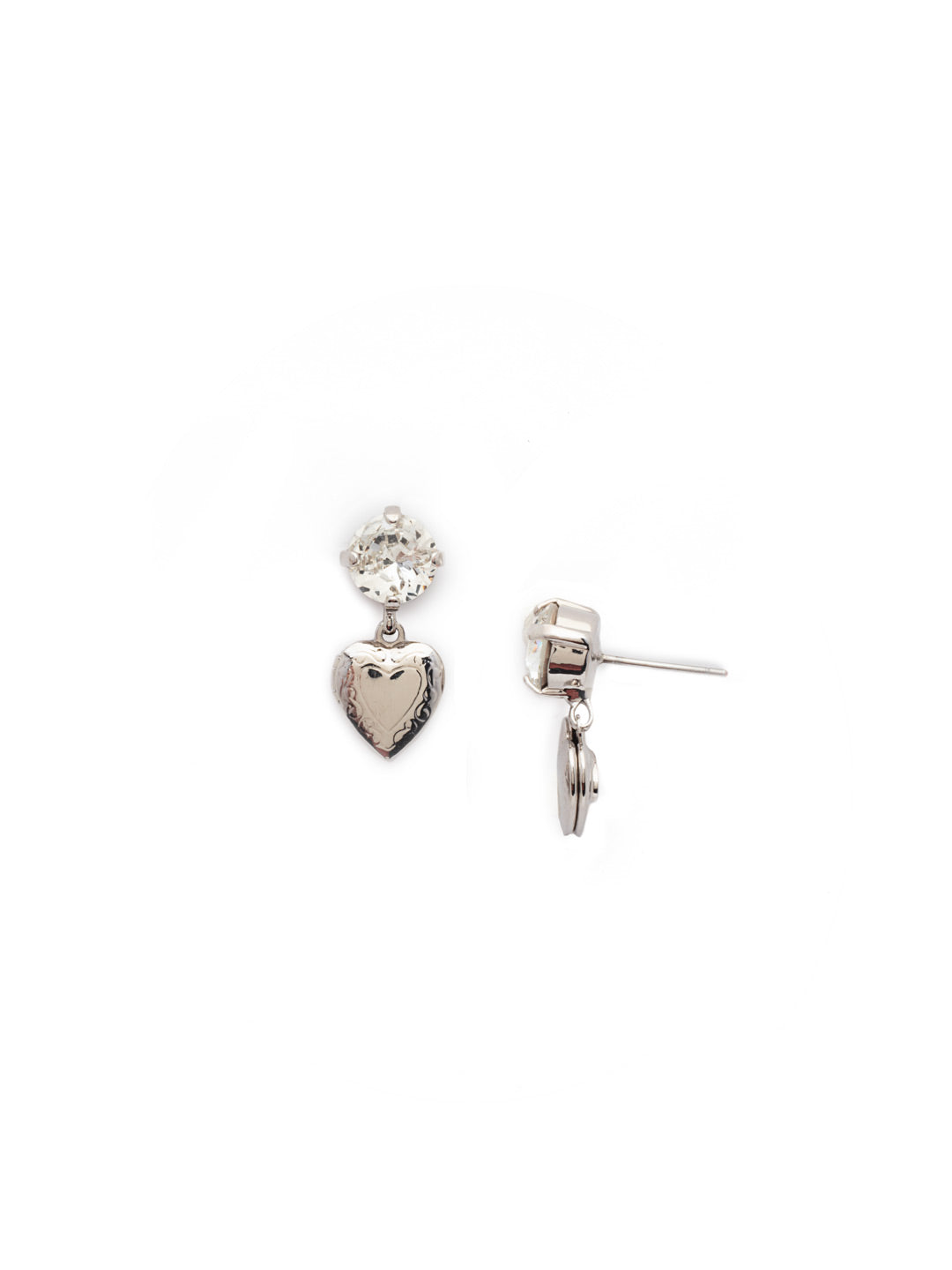 Dottie Stud Earring - EEW4PDCRY - <p>Simple, sweet, and stunning all at once describes our Dottie Stud Earrings. A round sparkling crystal drips with a dainty heart charm, adding to the love. From Sorrelli's Crystal collection in our Palladium finish.</p>