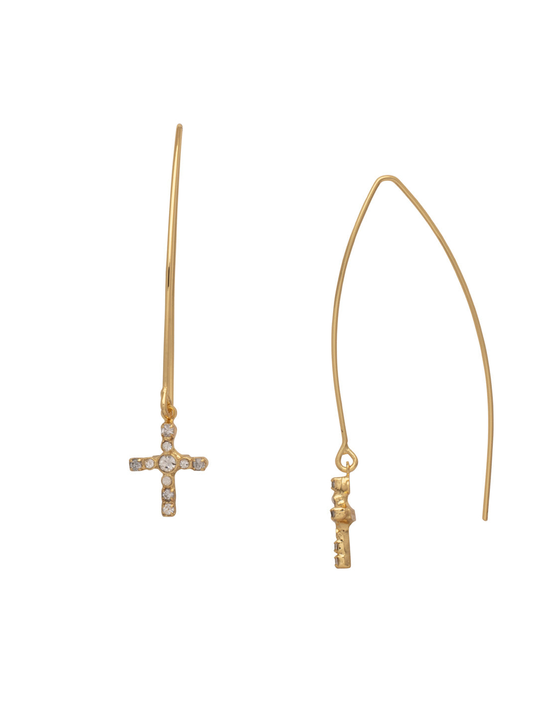 Jodie Cross Dangle Earring - EEX8BGCRY - <p>The Jodie Cross Dangle Earrings feature an elongated open hoop with a crystal studded cross dangling at each base From Sorrelli's Crystal collection in our Bright Gold-tone finish.</p>