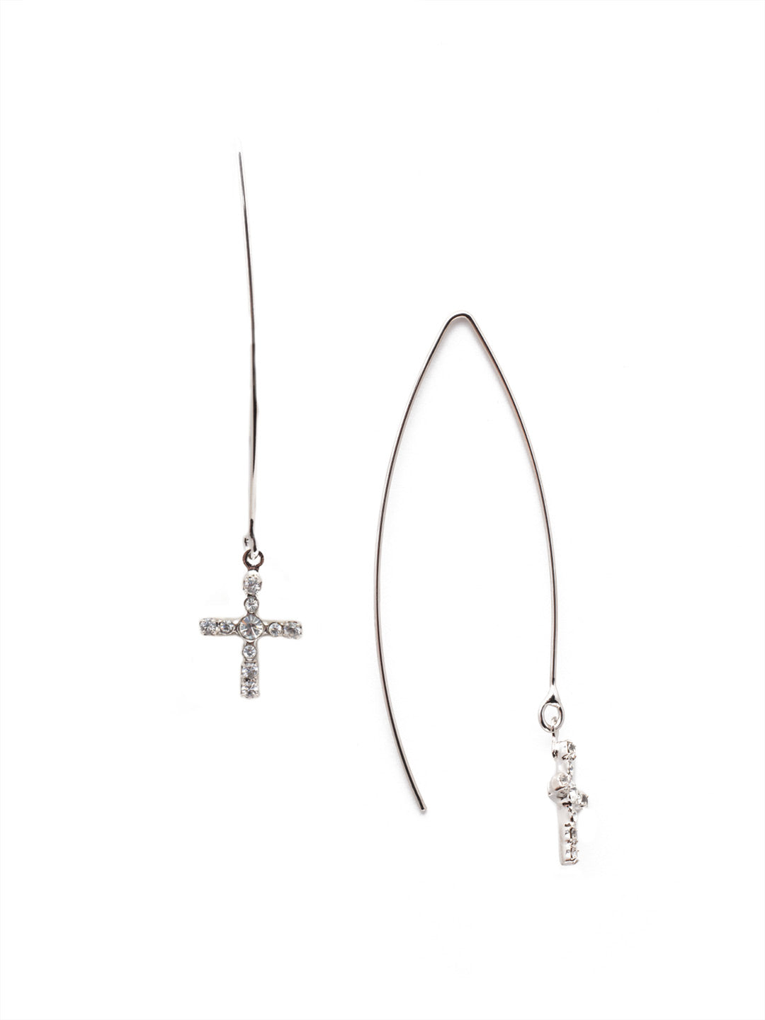 BRONZALLURE Black Spinel Cross Dangle Earrings - ABRY