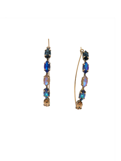 Vera Mini Hoop Earring - EEY1AGVBN - <p>Navette crystals line an oblong hoop to create the trendy Vera Mini Hoop Earrings. From Sorrelli's Venice Blue collection in our Antique Gold-tone finish.</p>