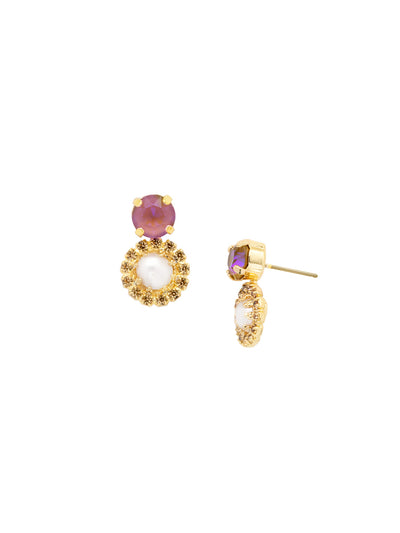 Shoshanna Stud Earring - EFC31BGRSU - <p>The Shoshanna Stud Earrings feature a single freshwater pearl surrounded by a halo of crystals, dangling from a single round crystal stud on a post. From Sorrelli's Raw Sugar collection in our Bright Gold-tone finish.</p>