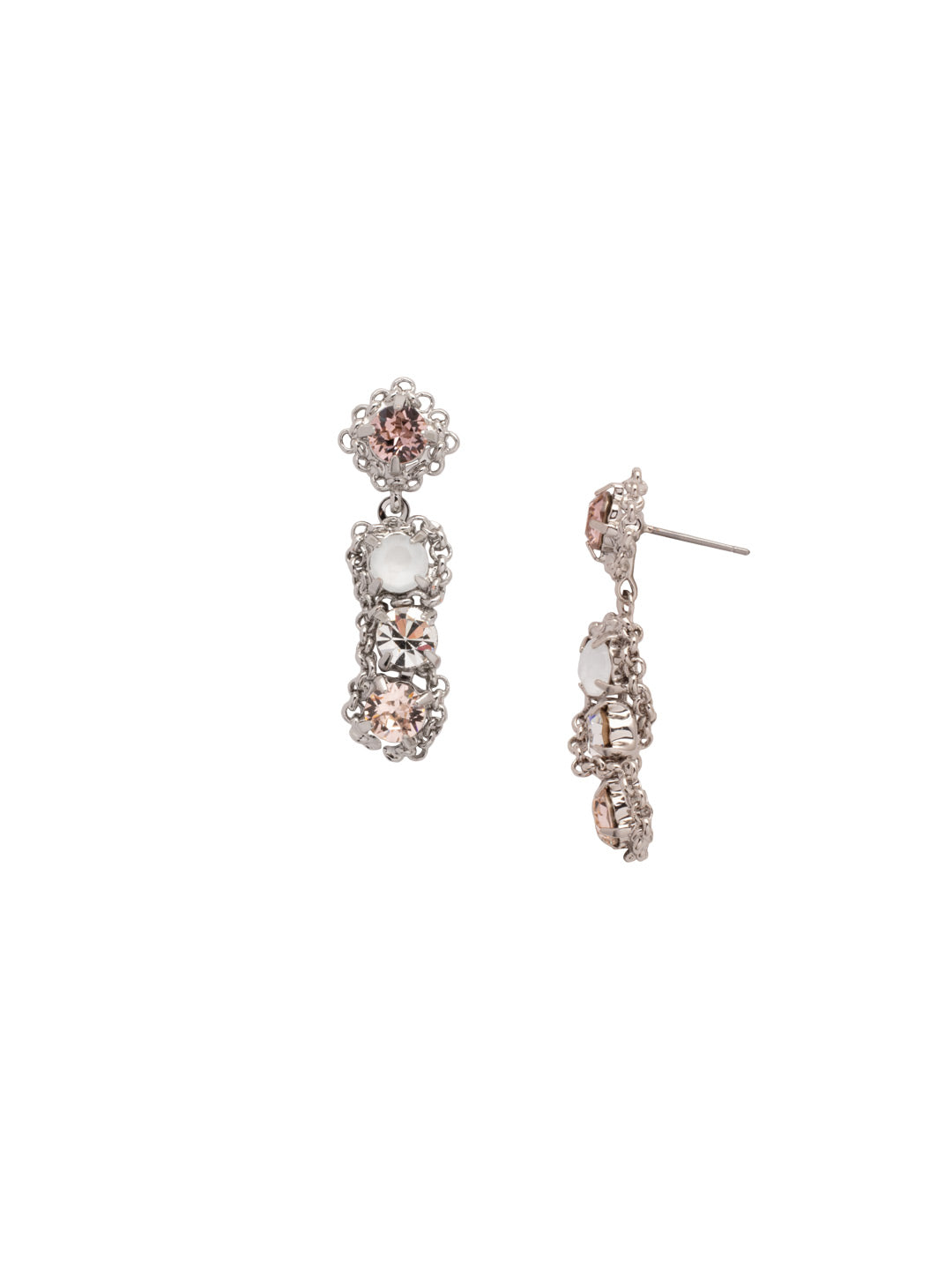 Brandi Dangle Earring - EFC62PDSNB - <p>The Brandi Dangle Earrings feature classic crystals dangling from a post, elevated with a braided chain design. From Sorrelli's Snow Bunny collection in our Palladium finish.</p>