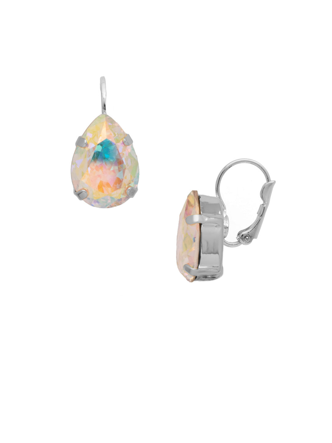 Eileen Dangle Earrings - EFF101PDCAB - <p>The Eileen Dangle Earrings feature a single pear cut candy gem crystal dangling from a lever back French wire. From Sorrelli's Crystal Aurora Borealis collection in our Palladium finish.</p>