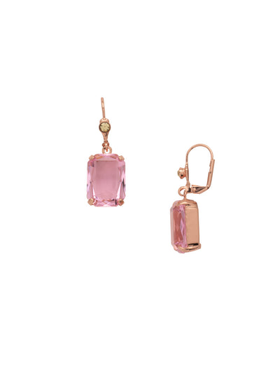 Kathleen Studded Dangle Earrings - EFF80RGPPN - <p>The Kathleen Studded Dangle Earrings feature a single emerald cut candy gem crystal dangling from a round crystal studded lever back French wire. From Sorrelli's Pink Pineapple collection in our Rose Gold-tone finish.</p>