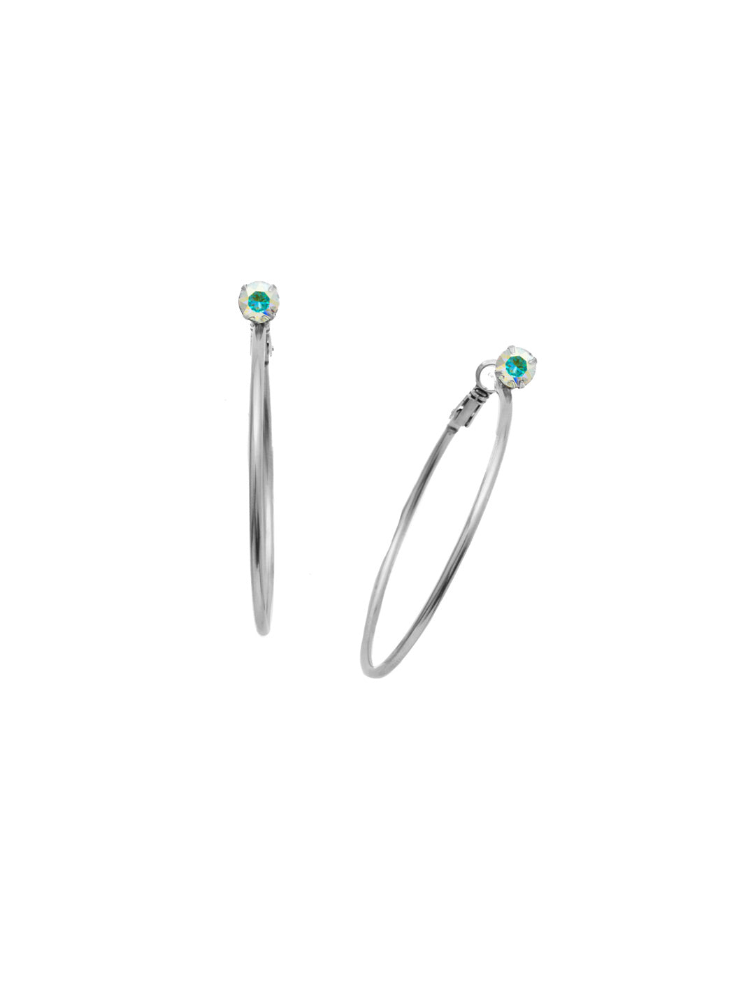 Mini Serafina Hoop Earrings - EFJ1PDCAB - <p>The Mini Serafina Hoop Earrings feature a classic metal hoop with a single round cut crystal. From Sorrelli's Crystal Aurora Borealis collection in our Palladium finish.</p>