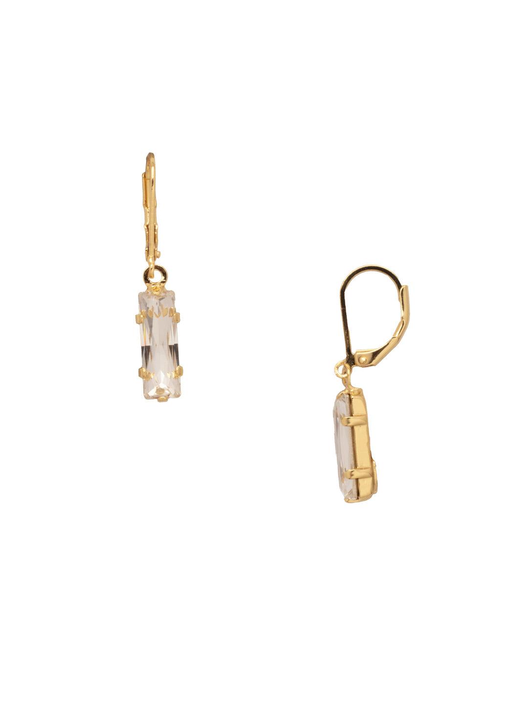 Bindi Dangle Earrings - EFP13BGCRY - <p>The Bindi Dangle Earrings feature a single baguette cut crystal on a lever-back French wire. From Sorrelli's Crystal collection in our Bright Gold-tone finish.</p>