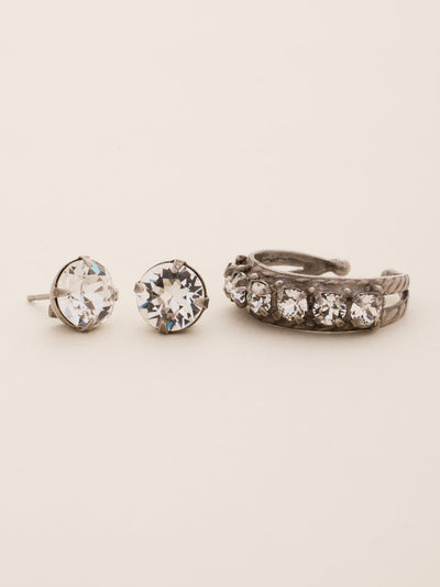 Petite Crystal Ring and Post Earring Gift Ring/Earring Gift Set - GCT63ASCRY - <p>The perfect set for someone special -- and you, of course! Featuring a petite crystal ring and a coordinating pair of round crystal studs, understated sparkle at it's best! Ring size: 7 (US) From Sorrelli's Crystal collection in our Antique Silver-tone finish.</p>