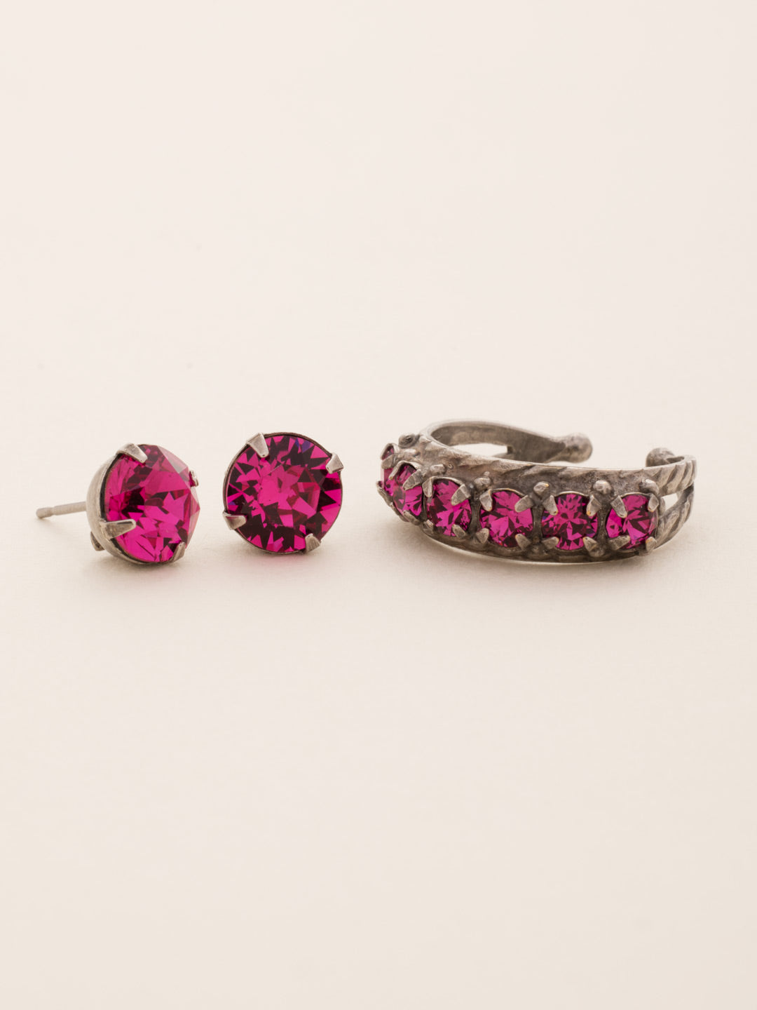 Petite Crystal Ring and Post Earring Gift Ring/Earring Gift Set - GCT63ASSWH - <p>The perfect set for someone special -- and you, of course! Featuring a petite crystal ring and a coordinating pair of round crystal studs, understated sparkle at it's best! Ring size: 7 (US) From Sorrelli's Sweetheart collection in our Antique Silver-tone finish.</p>