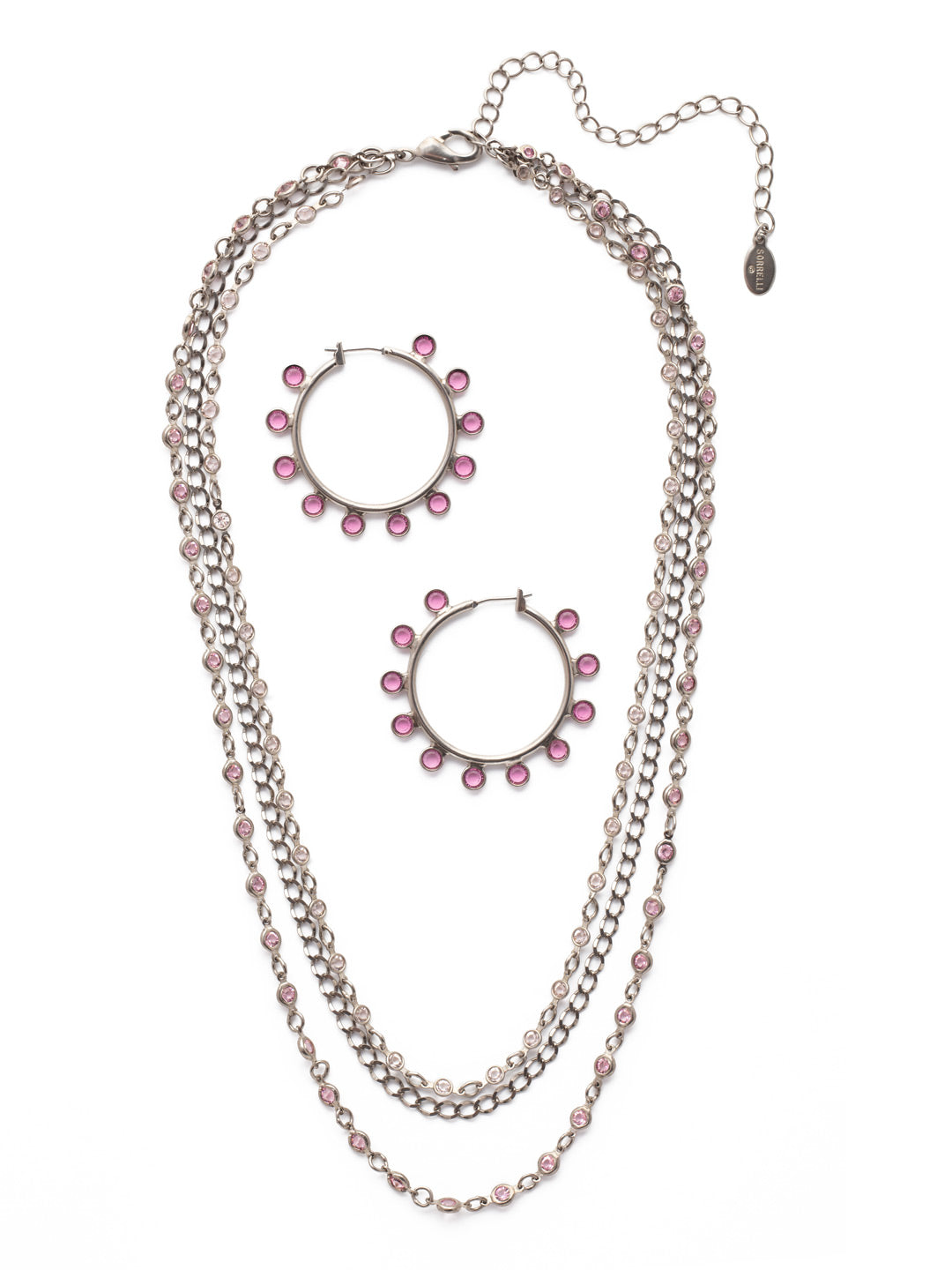 Drew Necklace/Earring Gift Set - GEP9191ASPNK