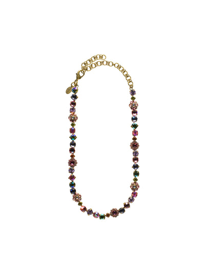 Classic Floral Tennis Necklace - NBE2AGCF - <p>Put an extra spring in your step! This classic necklace features a combination of round and floral cluster crystals to add a sweet romantic touch to your everyday look. From Sorrelli's Coneflower collection in our Antique Gold-tone finish.</p>