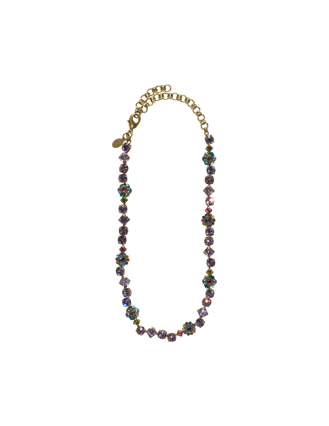 Classic Floral Tennis Necklace - NBE2AGHAR - <p>Put an extra spring in your step! This classic necklace features a combination of round and floral cluster crystals to add a sweet romantic touch to your everyday look. From Sorrelli's Harmony collection in our Antique Gold-tone finish.</p>