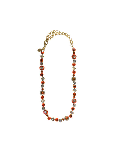 Classic Floral Tennis Necklace - NBE2AGOCH - <p>Put an extra spring in your step! This classic necklace features a combination of round and floral cluster crystals to add a sweet romantic touch to your everyday look. From Sorrelli's Orange Champion collection in our Antique Gold-tone finish.</p>