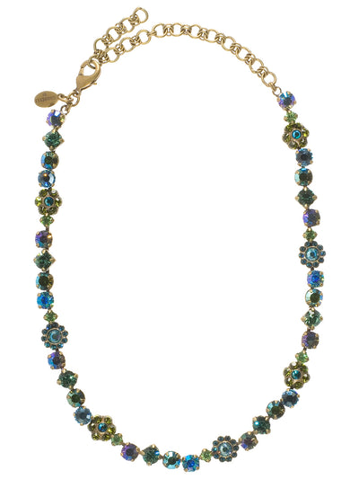 Classic Floral Tennis Necklace - NBE2AGOC - <p>Put an extra spring in your step! This classic necklace features a combination of round and floral cluster crystals to add a sweet romantic touch to your everyday look. From Sorrelli's Ocean collection in our Antique Gold-tone finish.</p>