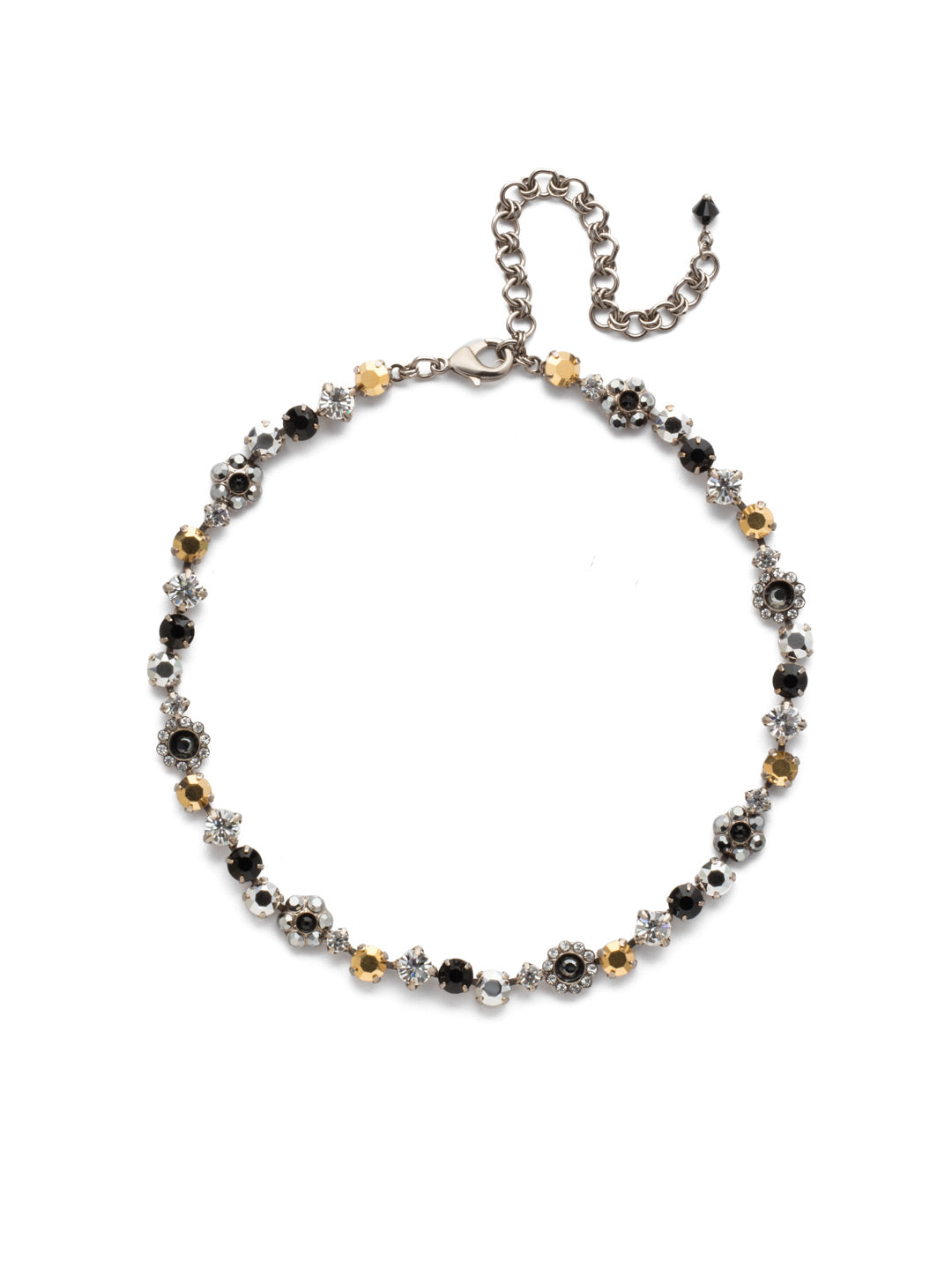 Classic Floral Tennis Necklace - NBE2ASHMT - <p>Put an extra spring in your step! This classic necklace features a combination of round and floral cluster crystals to add a sweet romantic touch to your everyday look. From Sorrelli's Heavy Metal collection in our Antique Silver-tone finish.</p>