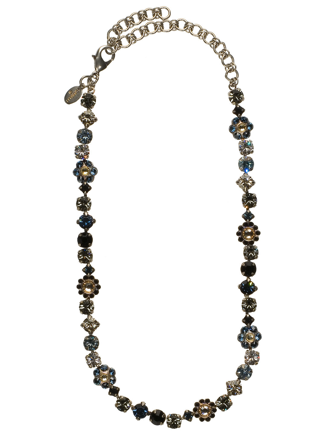 Classic Floral Tennis Necklace - NBE2ASMLW - <p>Put an extra spring in your step! This classic necklace features a combination of round and floral cluster crystals to add a sweet romantic touch to your everyday look. From Sorrelli's Milky Way collection in our Antique Silver-tone finish.</p>