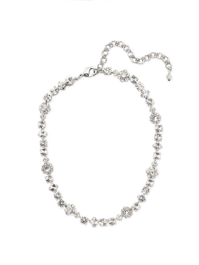 Classic Floral Tennis Necklace - NBE2PDCRY - <p>Put an extra spring in your step! This classic necklace features a combination of round and floral cluster crystals to add a sweet romantic touch to your everyday look. From Sorrelli's Crystal collection in our Palladium finish.</p>