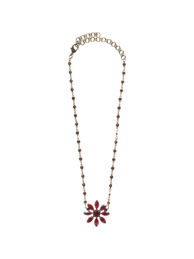 Petite Crystal Flower Pendant - NBP116ASCB - Sparkle in full bloom! This crystal flower pendant will add sparkle and radiance to your every day. From Sorrelli's Cranberry collection in our Antique Silver-tone finish.