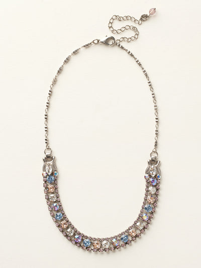 Right on Track Necklace - NCN5ASDX - Pile on the shine with this necklace. A single strand of crystals set between two rows of contrasting rhinestones will add glamour to any look.