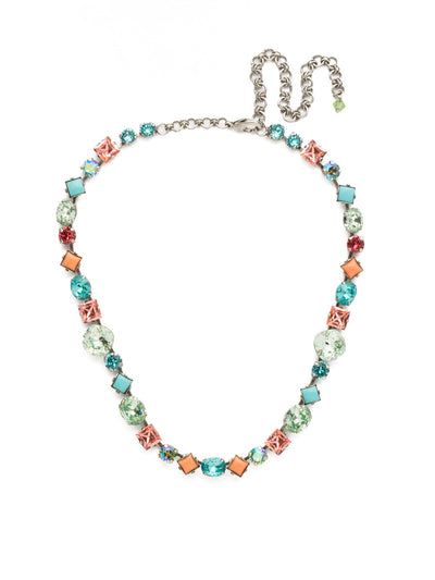 Heather Necklace - NCP36ASVH - <p>Oval, square, cushion cut and round crystals mix it up with diamond shaped cabochons in this classic Sorrelli line necklace. From Sorrelli's Vivid Horizons collection in our Antique Silver-tone finish.</p>