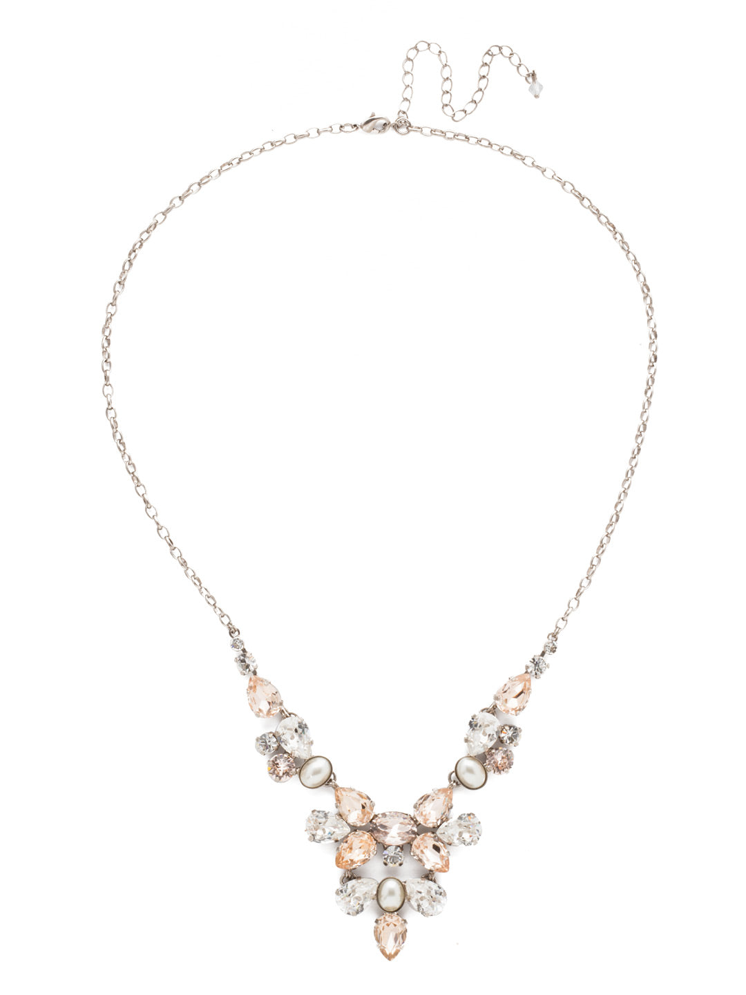 Chambray Statement Necklace - NDE59ASPLS - <p>Our Chambray Statement Necklace has it all! Semi-precious stones sprinkled throughout clusters of round and pear-shaped crystals makes for an unforgettable bib necklace. From Sorrelli's Soft Petal collection in our Antique Silver-tone finish.</p>