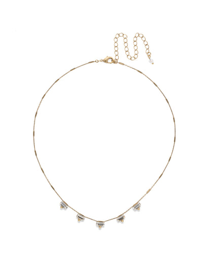 Shine and Dash Tennis Necklace - NDM17AGCRY - <p>Beautifully faceted baguette crystals set in rectangular row offer simple styling that will add a pop of sparkle to your look. From Sorrelli's Crystal collection in our Antique Gold-tone finish.</p>