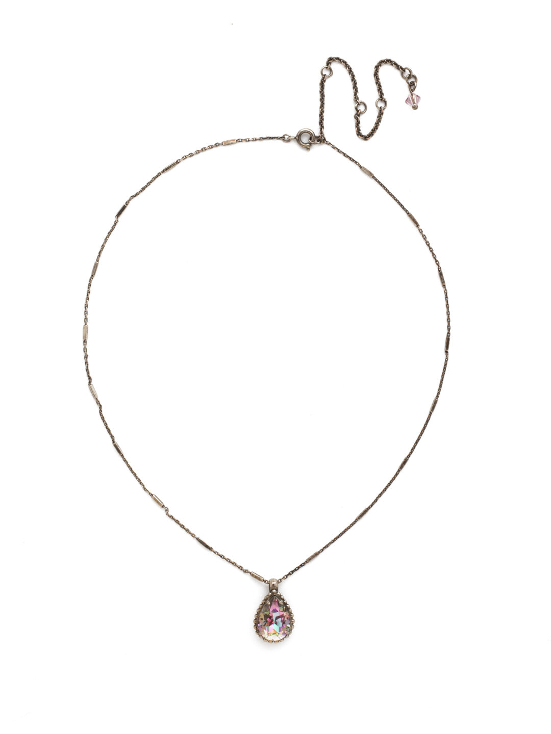 Simply Adorned Pendant Necklace - NDN12ASPUL - <p>A decorative chain and embellished setting highlight a central teardrop crystal. From Sorrelli's Purple Lotus collection in our Antique Silver-tone finish.</p>