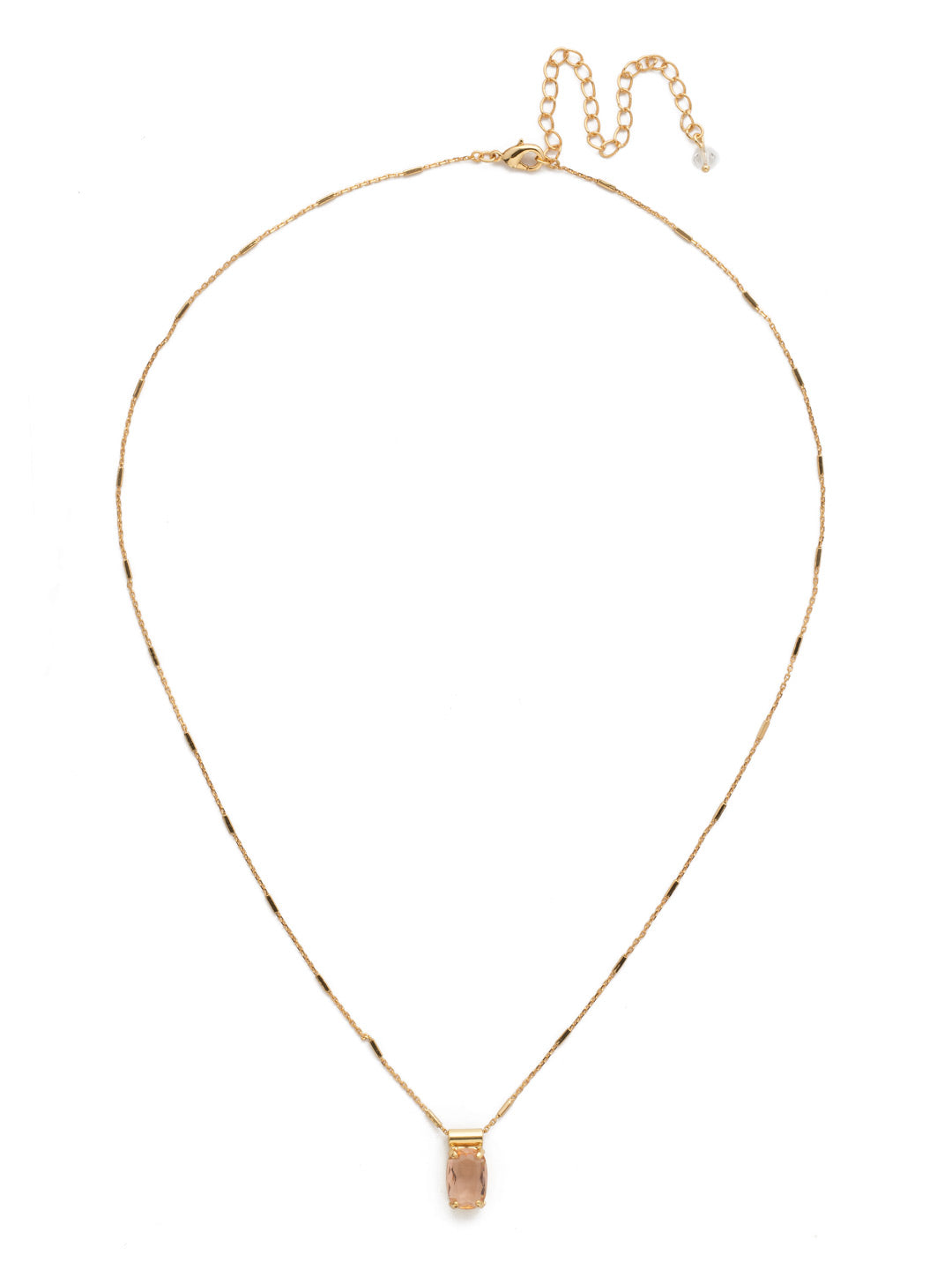 Singular Sensation Pendant - NDN7BGLPE - <p>A single rectangular crystal moves freely on an ornamental chain. A perfect piece for layering! From Sorrelli's Light Peach collection in our Bright Gold-tone finish.</p>