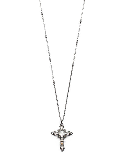 Elowen Pendant Necklace - NDS3GMGNS - <p>This long-strand cross is full of delicate detail, from its decorative chain to the brilliant mix of crystal shapes. This style also features a double lobster claw closure which allows for extreme length adjustment and easy layering with other necklaces. From Sorrelli's Golden Shadow collection in our Gun Metal finish.</p>