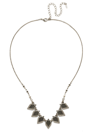 Points of View Necklace - NDW20ASCRY - <p>A series of identical metal triangles with complementary crystals along the edges. From Sorrelli's Crystal collection in our Antique Silver-tone finish.</p>