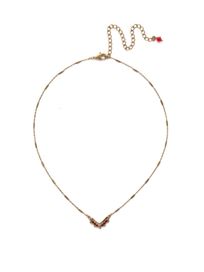 Jagged Pendant Necklace - NDW9AGGGA - <p>A small crystal-enveloped chevron combines with ball chain in this simple look. From Sorrelli's Go Garnet collection in our Antique Gold-tone finish.</p>