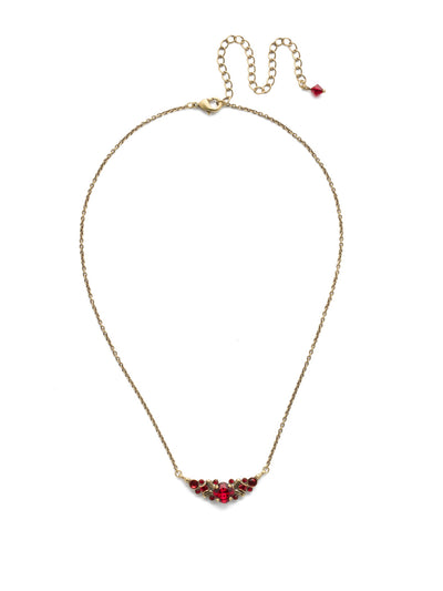 Araila Pendant Necklace - NDX3AGSNR - <p>A small round cushion cut stone with metal details takes center stage while small rounds provide a delicate accent. From Sorrelli's Sansa Red collection in our Antique Gold-tone finish.</p>