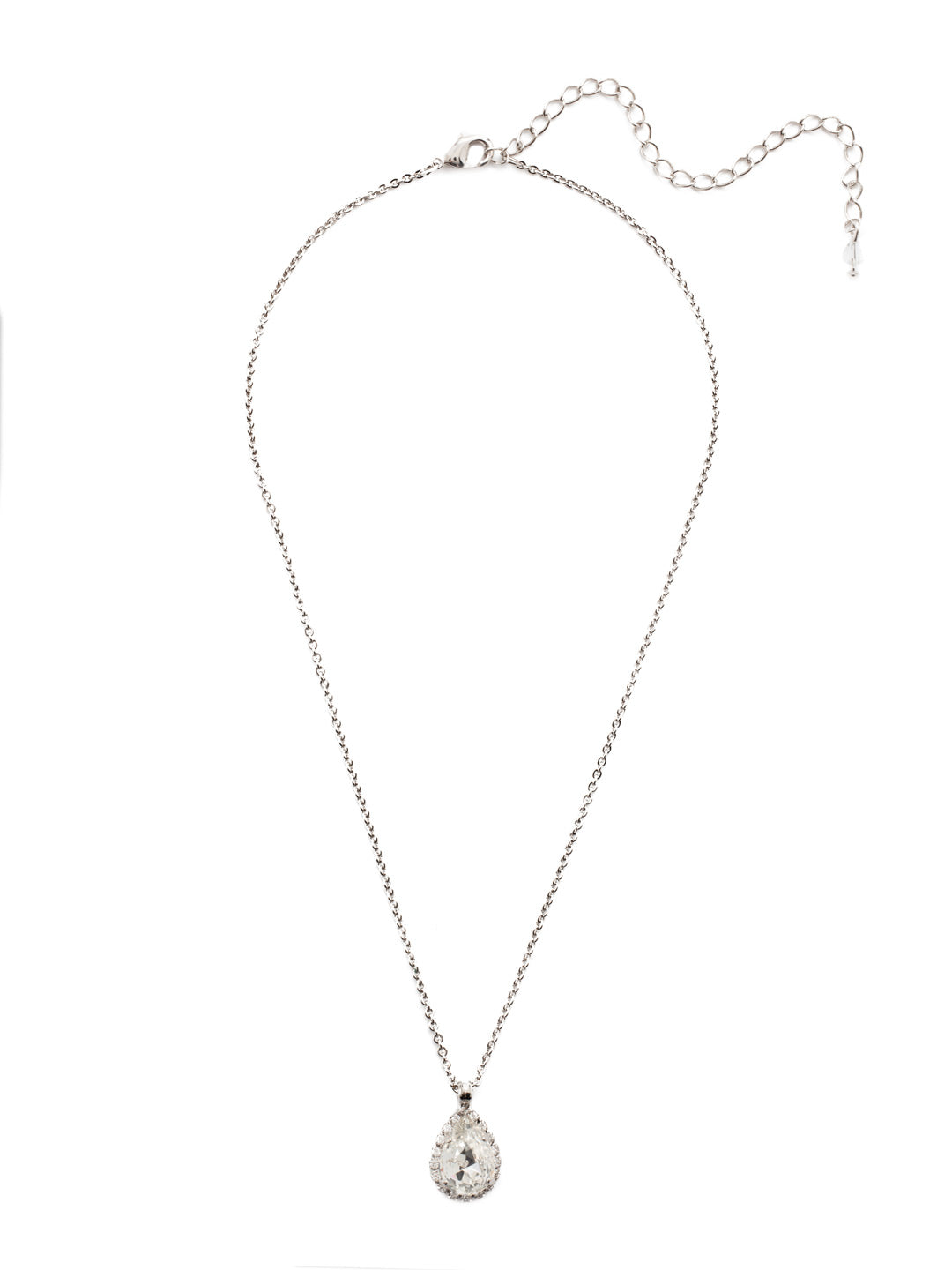 Rain Droplet  Necklace - NDY16RHCRY - <p>A delicate pear shaped crystal with a decorative rhinestone border adds just the right amount of sparkle and shine! From Sorrelli's Crystal collection in our Palladium Silver-tone finish.</p>