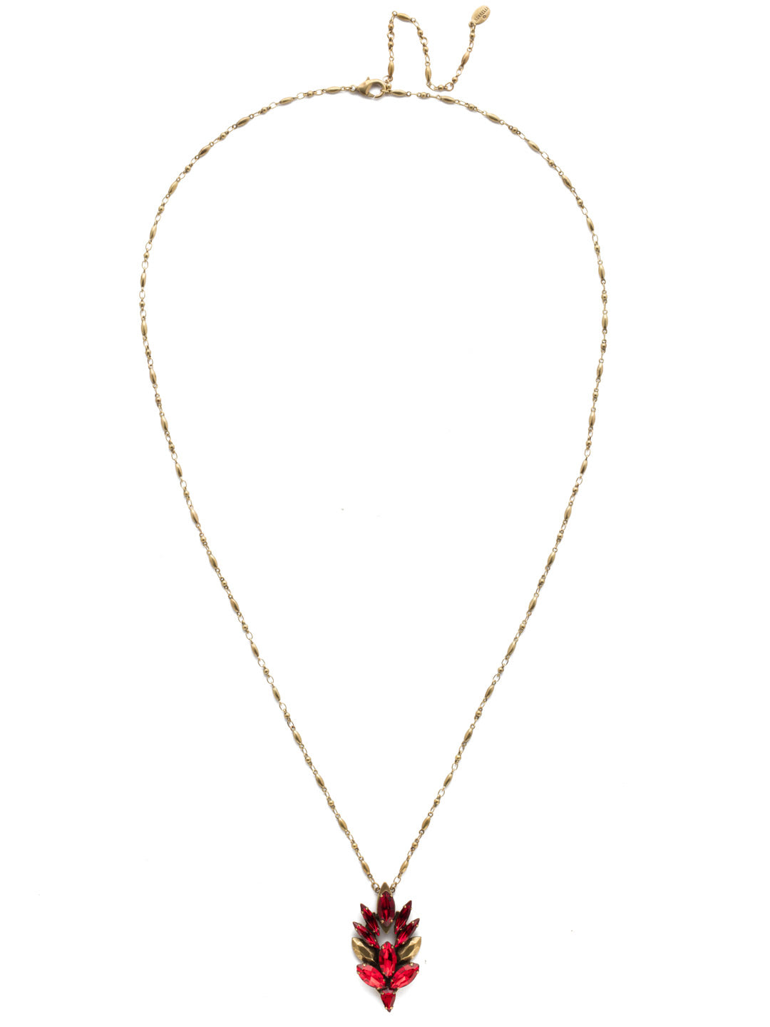 Emilia Pendant Necklace - NEF45AGSNR - <p>A captivating pattern of crystals will be sure to draw attention to this dainty chain-link necklace. Perfect for mix and match layering make this necklace an easily transitional piece from day to night. From Sorrelli's Sansa Red collection in our Antique Gold-tone finish.</p>