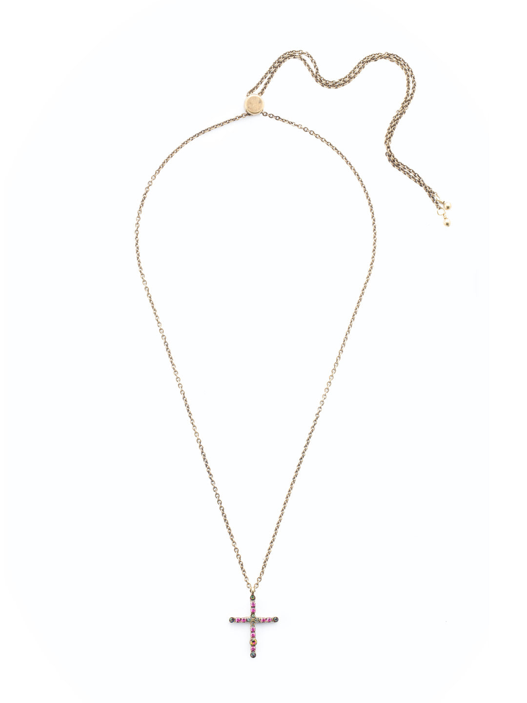 Angelica Pendant Necklace - NEN1AGVO - <p>The Angelica Pendant Necklace features a slider you can adjust to your desired length to show off this crystal-embedded cross. From Sorrelli's Volcano collection in our Antique Gold-tone finish.</p>